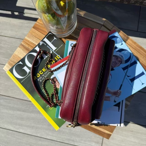 Chanel Red Lambskin Leather Chain Strap Camera Bag with Removable Wallet - Picture 8 of 16